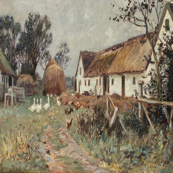 Farm Exterior Oil Painting - Olaf Viggo Peter Langer