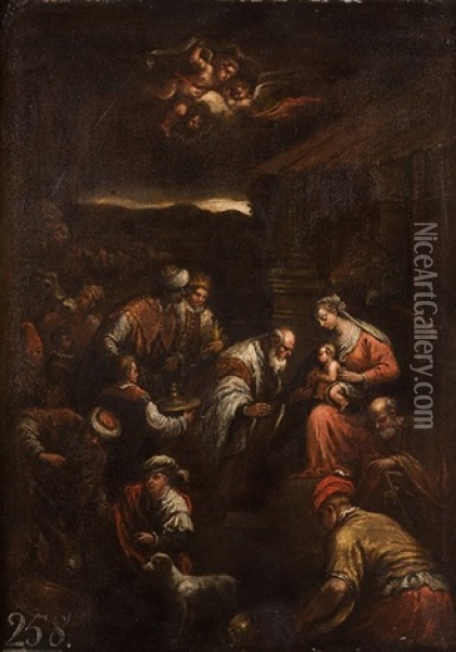 La Adoracion De Los Pastores Oil Painting - Jacopo dal Ponte Bassano