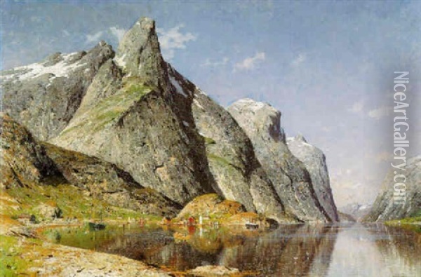 Sommertag An Einem Norwegischen Fjord Oil Painting - Adelsteen Normann