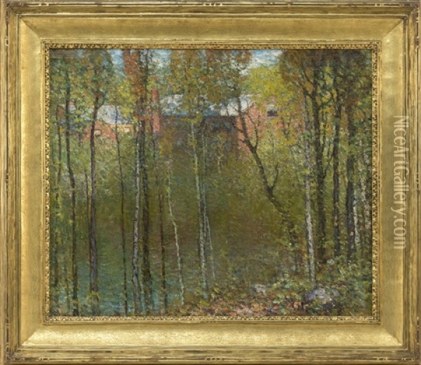 The Mill Pond, Milton, Ma (baker Chocolate) Oil Painting - John Joseph Enneking