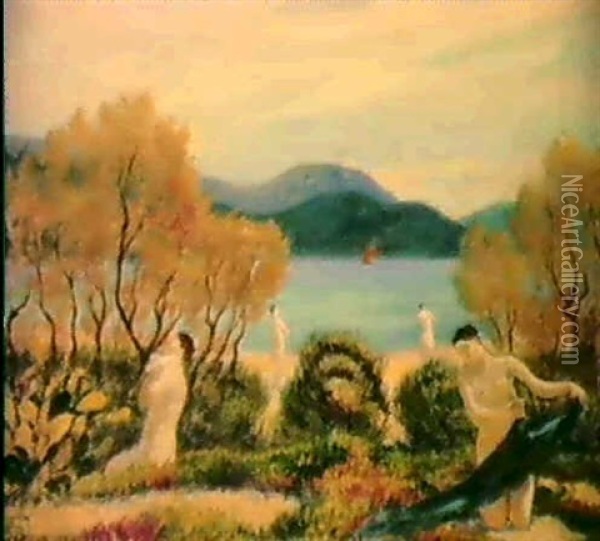 Decorations, Le Lavandou Oil Painting - Rupert Bunny