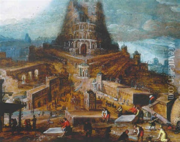 La Construction De La Tour De Babel Oil Painting - Hendrick van Cleve III