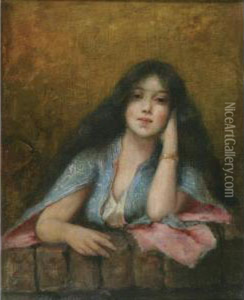 Portrait Of A Young Girl Oil Painting - C.J. Schumacher