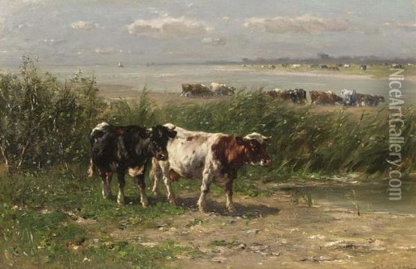 Cattle Oil Painting - Johannes-Hubertus-Leonardus de Haas