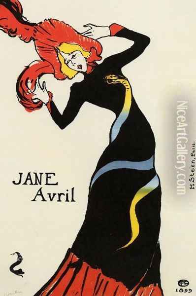 Jane Avril Ii Oil Painting - Henri De Toulouse-Lautrec