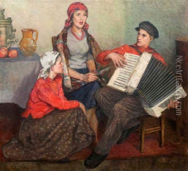 Musikszene Oil Painting - Nikolai Petrovich Bogdanov-Bel'sky