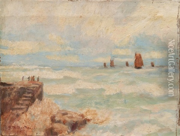 On The Dutch Shore Oil Painting - Gerhard Arij Ludwig Morgenstjerne Munthe