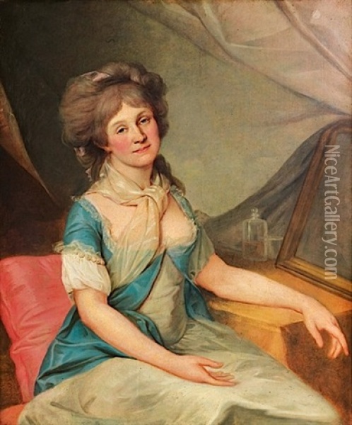 Portrait De Femme A Sa Toilette Oil Painting - Marie-Genevieve Bouliard