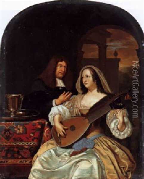 Die Musiklektion Oil Painting - Frans van Mieris the Elder