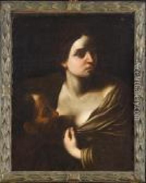 La Carita' Romana
 Olio Su Tela, Cm. 73 X 56 Oil Painting - Michelangelo Merisi Da Caravaggio