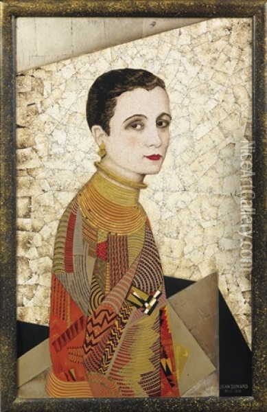 Madame Agnes, A Unique Panel Oil Painting - Jean Dunand