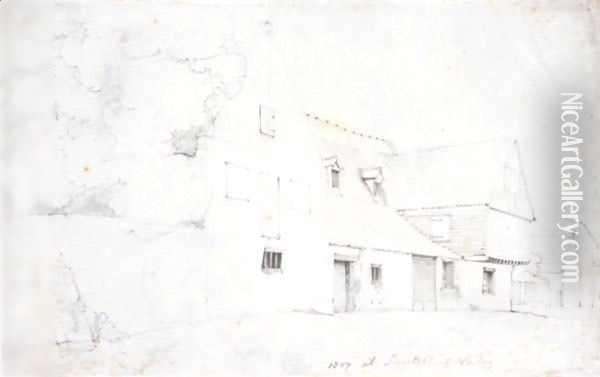 Views of a street in Llanllyfni Carnarvonshire Oil Painting - Cornelius Varley