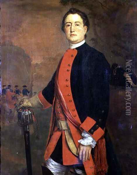 John Long Bateman Esq., Captain in Colonel Ponsonby's Independent Regiment, wearing the uniform of the Royal Horse Guards, 1744 Oil Painting - Stephen Slaughter