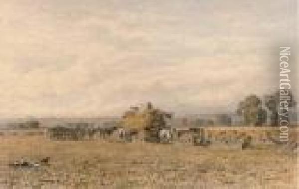 Harvesters Loading The Haycart Oil Painting - George Arthur Fripp