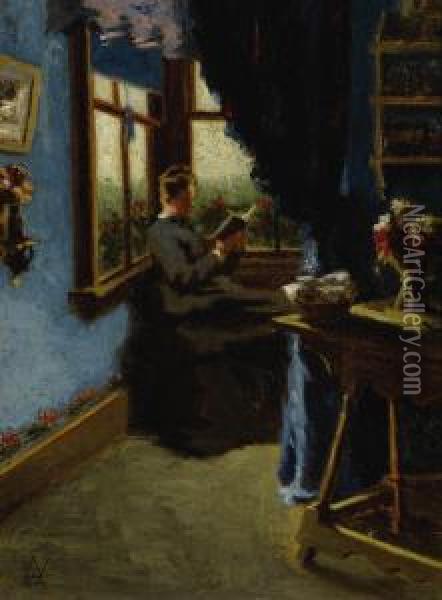 The Blue Room Oil Painting - Edwin Ambrose Webster