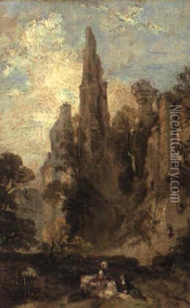 Landschaft Mit Ruinen Einer Burg Oil Painting - Carl Blechen