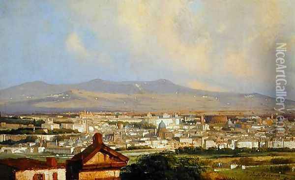 View of Rome from Montemario Oil Painting - Ippolito Caffi