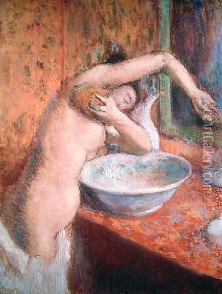 Woman washing herself Oil Painting - Edgar Degas