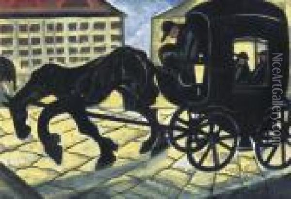 Hansom Cab Oil Painting - Hugo Scheiber