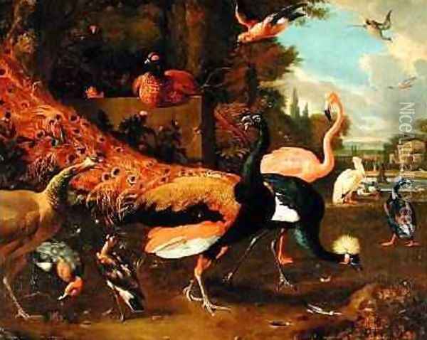 Ornamental Fowl Oil Painting - Adriaen van Oolen