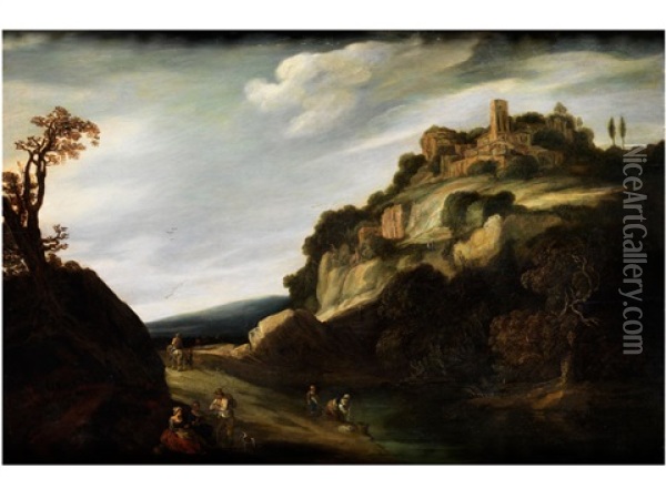 Arkadische Landschaft Mit Figuren Oil Painting - Pieter Lastman
