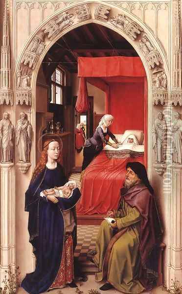 St John Altarpiece (left panel) Oil Painting - Rogier van der Weyden