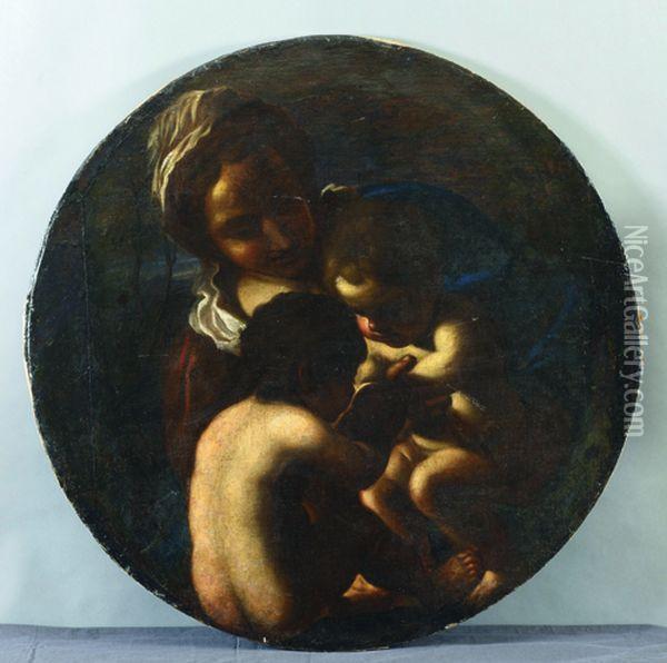 Vierge A L'enfant Avec Le Petit Saint Jean-baptiste Oil Painting - Il Falsario Di Guerchino