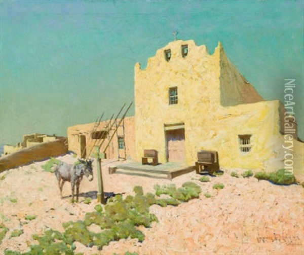 Laguna Pueblo Oil Painting - Frederick Mellville du Mond