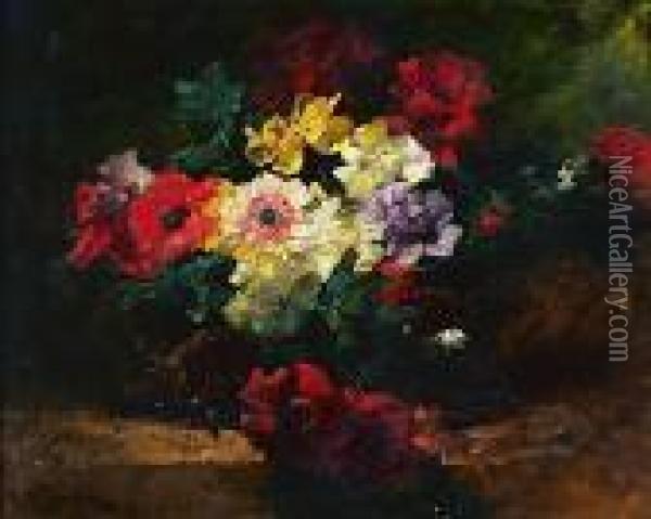 Bouquets De Pavots Et Pivoines Oil Painting - Georges Jeannin