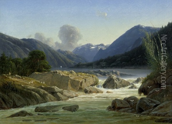 Norwegische Fjordlandschaft Oil Painting - Georg Emil Libert