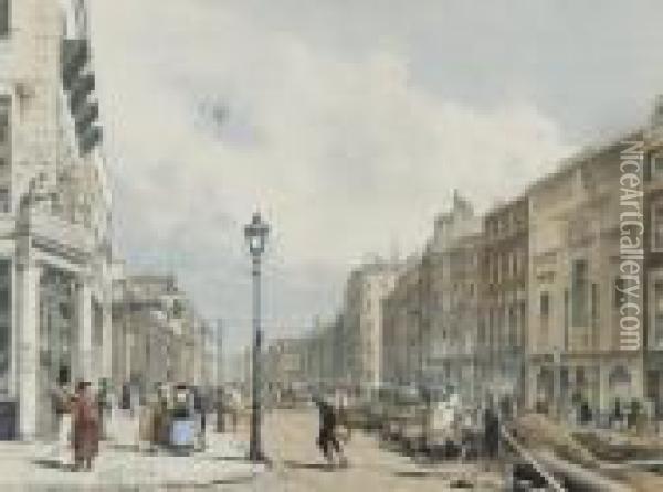 Piccadilly, Looking Towards The 
City; Westminster Abbey; Hyde Parkcorner; Hyde Park, Near Grosvenor 
Gate; Temple Bar From The Strand;entry To The Strand From Charing Cross;
 The Strand; And Buckinghampalace From St James's Park, From Original 
Views Oil Painting - Thomas Shotter Boys