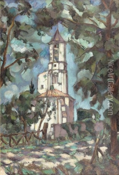 The Church Oil Painting - Vladimir Davidovich Baranoff-Rossine