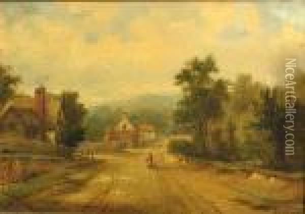 A Mother And Child On A Country Road Oil Painting - Alfred Vickers