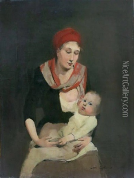 Maternite Oil Painting - Louis Henri Deschamps