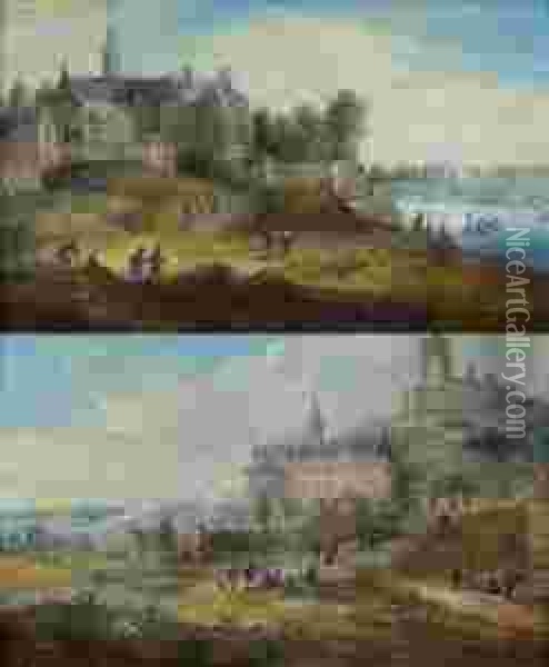 Paysage Avec Le Chateau De La Roche-guyon Oil Painting - Martin Andreas Reisner