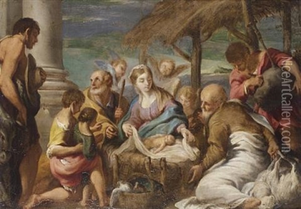 The Adoration Of The Shepherds Oil Painting - Odoardo Perini