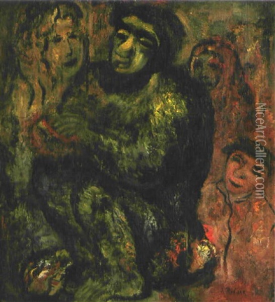 Beggar Family Oil Painting - Issachar ber Ryback