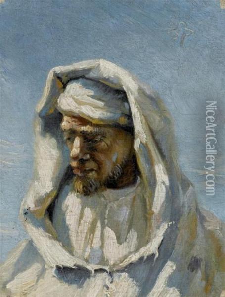 Portrait Of A Bedouin Oil Painting - Frank Buchser