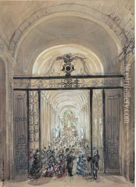 Cinq Dessins De L'hotel De La Legion D'honneur Vers 1877 Oil Painting - Hubert Clerget