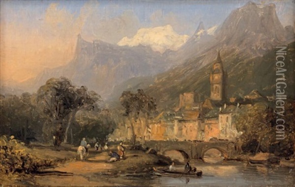 Vue D'un Village En Suisse Oil Painting - Jean Charles Joseph Remond