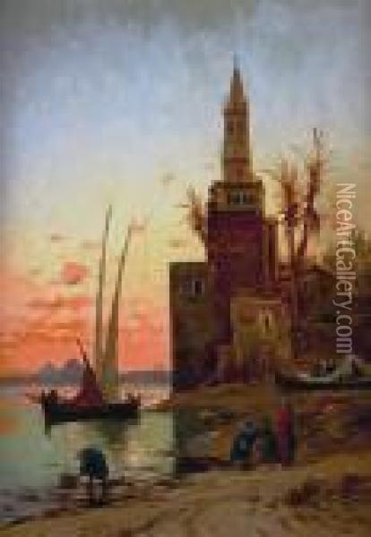 On The Banks Of The Nile Oil Painting - Hermann David Salomon Corrodi