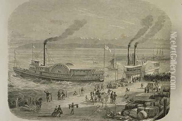 The San Francisco Docks in the 1860s Oil Painting - Gustave Adolphe Chassevent-Bacques