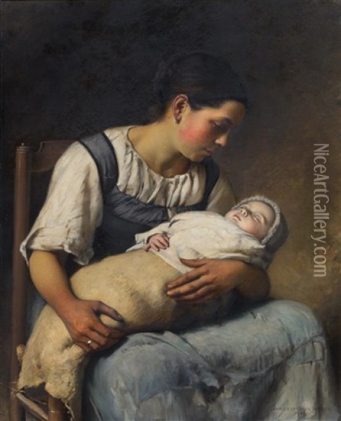 Mother And Child Oil Painting - Charles Sprague Pearce
