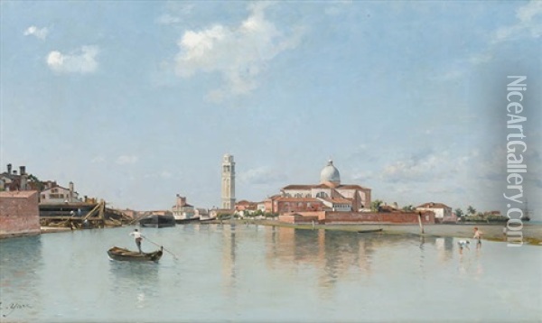 Hafen Von Venedig Mit Ruckseitiger Sicht Auf Die Basilica Di San Marco Oil Painting - Edmond Yarz