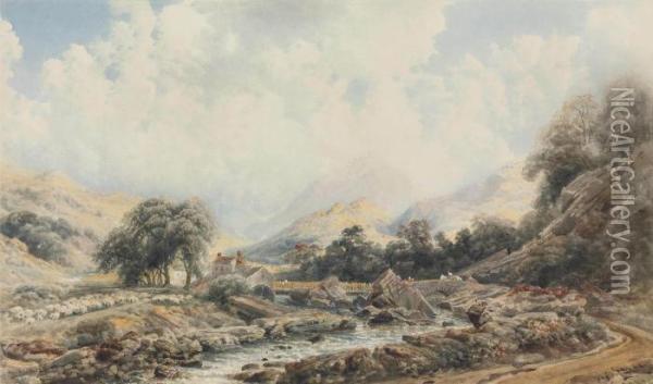 A Westmorland Mill Oil Painting - Peter de Wint