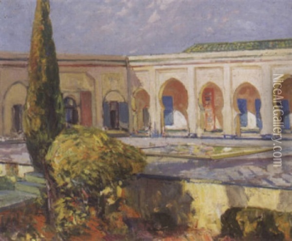 Sudliche Landschaft Mit Ansicht Auf Orientalische Fassade Oil Painting - Ulisse Caputo