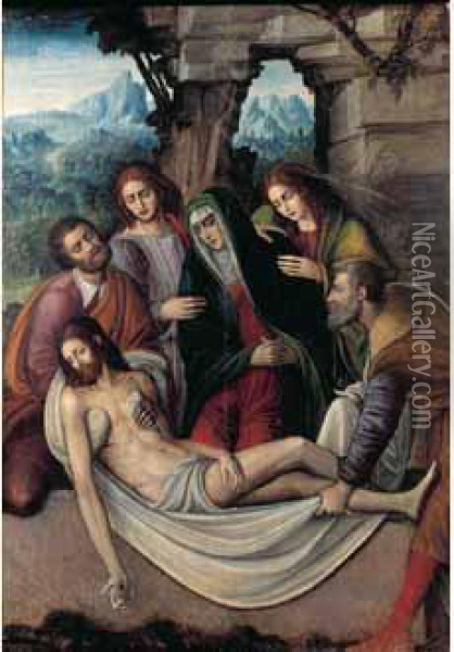 La Mise Au Tombeau Oil Painting - Piero Francesco Sacchi