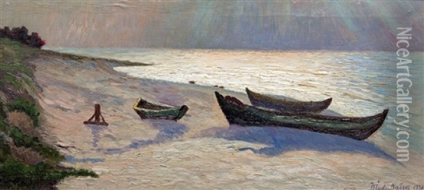 By The Sea Oil Painting - Wladimir (Wlodzimierz) Nalecz