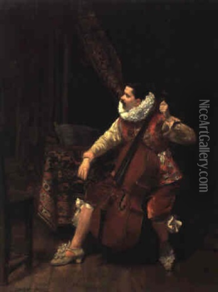 Der Cellist Oil Painting - Vaclav Brozik