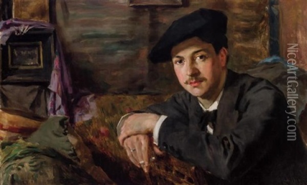 Self Portrait Oil Painting - Francis Luis Mora